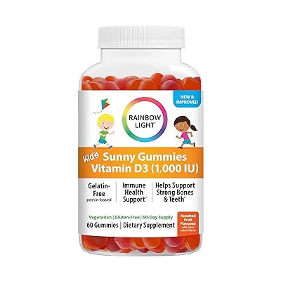 Reviews Rainbow Light Kid's Sunny Gummies Vitamin D3 1000 IU Gummy Supplement, Assorted Fruit Flavor, 60 Count, 1 Bottle